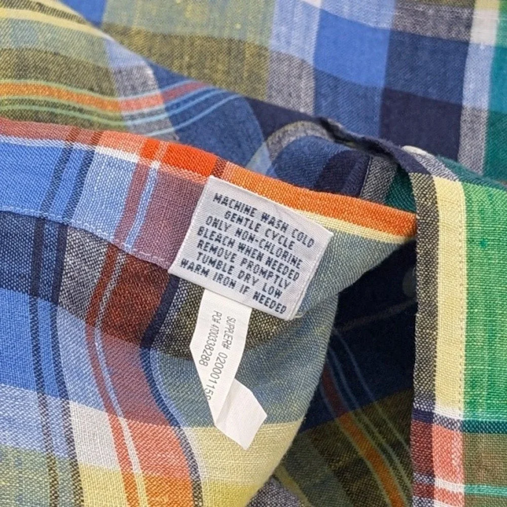Polo Ralph Lauren Linen Button Up Shirt Mens Large Multicolor Plaid Long Sleeve - Picture 10 of 11